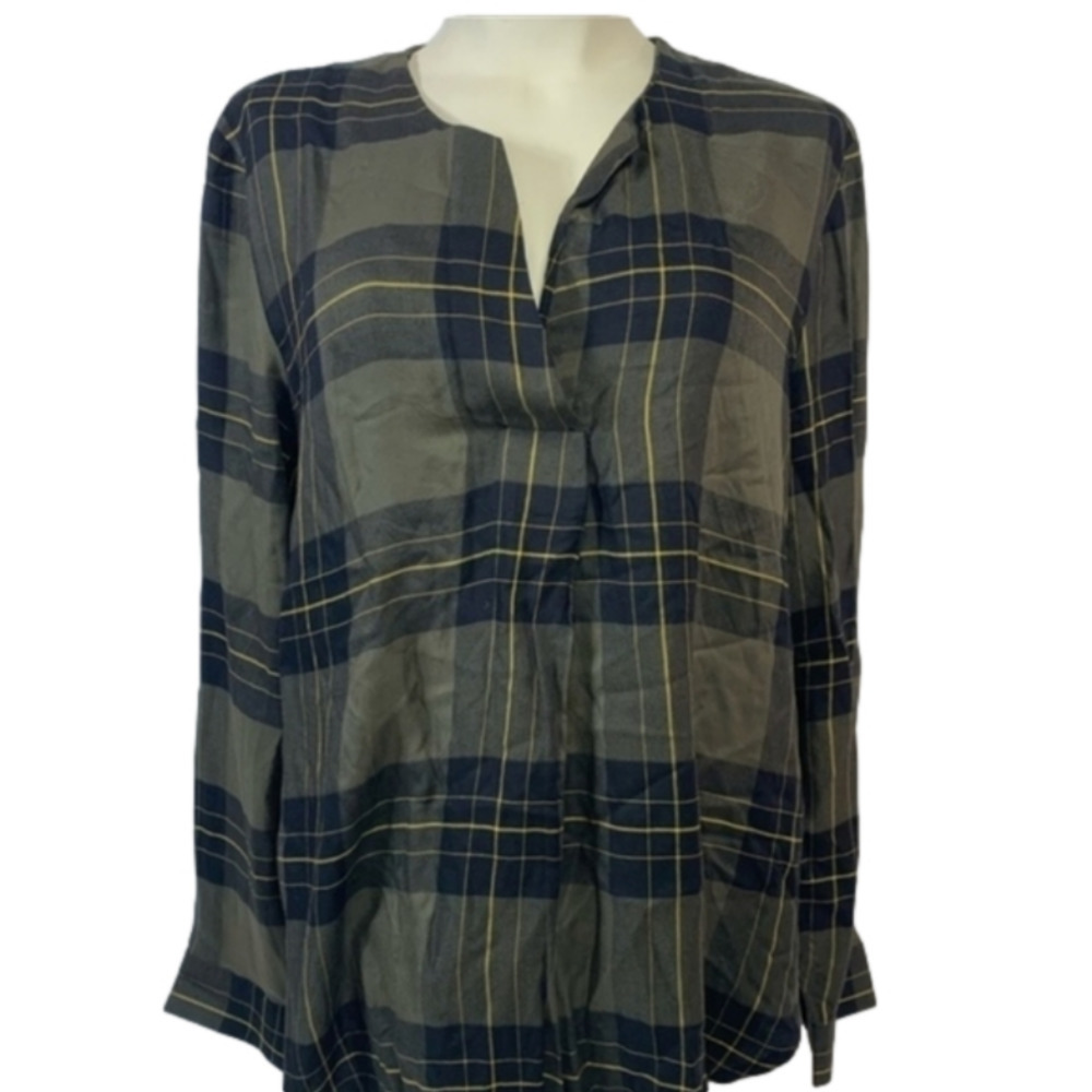 NWT JDY Fall Chills Green Plaid Blouse
